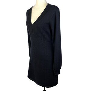 Carve Designs 100% Merino Wool Mini Dress Black Long Sleeves V Neck Size M